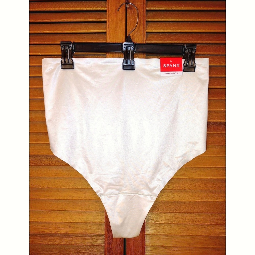 Spanx Shaping Satin Thong Womens XL NEW Cream‎ High Waisted Tummy Control